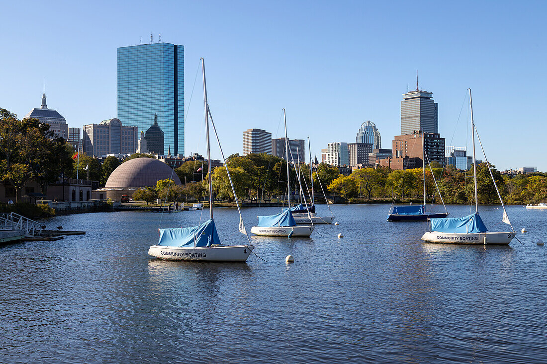 Sailboats at the Charles River Esplanade, Boston, Massachusetts, New England, United States of America, North America