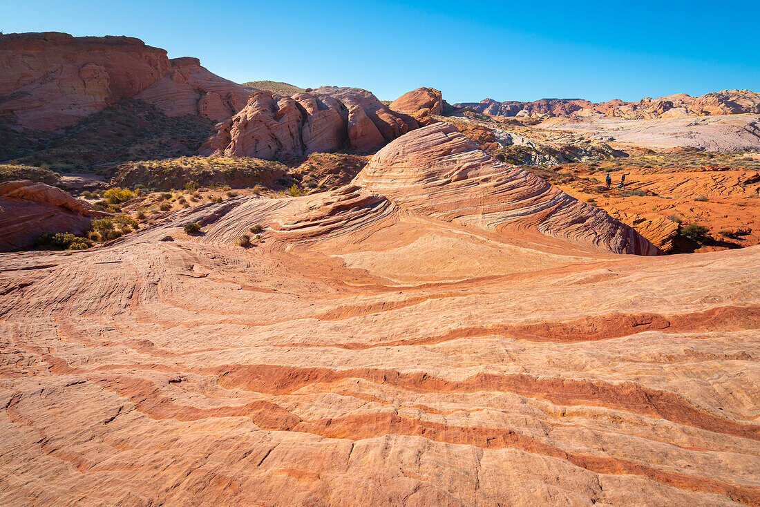 Rote Felsformationen bei Fire Wave, Valley of Fire State Park, Nevada, Westen der Vereinigten Staaten, Vereinigte Staaten von Amerika, Nordamerika