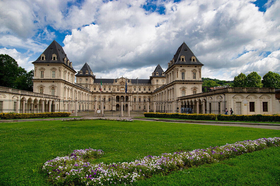 The Valentino Castle under a cloudy sky, Turin, Piedmont, Italy, Europe