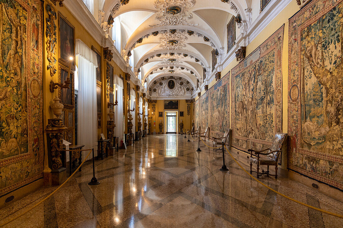 The opulent interior of the Palazzo Borromeo, Isola Bella, Borromean Islands, Lake Maggiore, Stresa, Piedmont, Italian Lakes, Italy, Europe