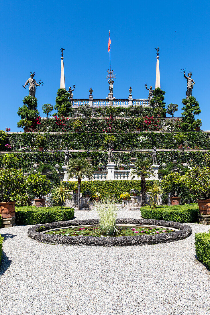 Die Gärten des Palazzo Borromeo, Isola Bella, Borromäische Inseln, Lago Maggiore, Stresa, Piemont, Italienische Seen, Italien, Europa