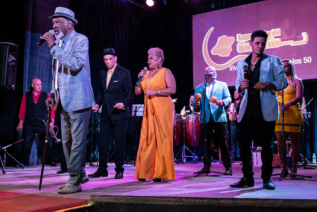Singers and dancers at latest incarnation of Buena Vista Social Club, Havana, Cuba, West Indies, Caribbean, Central America