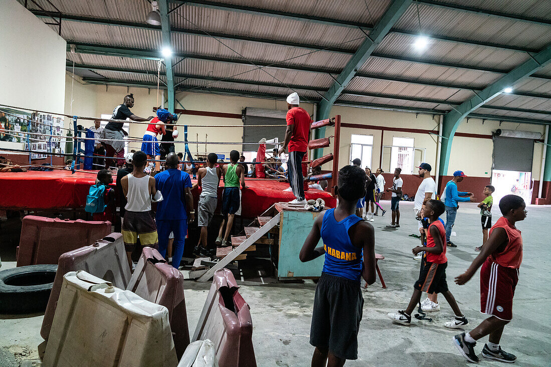 Junge Boxer beim Training, Boxing Academy Trejo, Havanna, Kuba, Westindische Inseln, Karibik, Mittelamerika