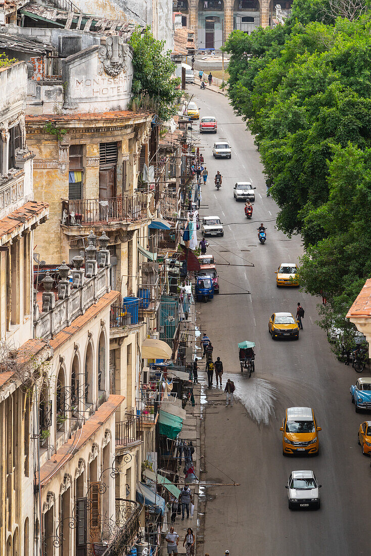 Aerial view of Old Havana, with old Montserrat Hotel in foreground, Cuba, West Indies, Caribbean, Central America