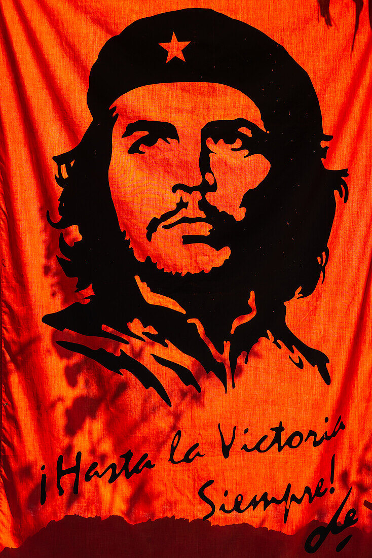 Ubiquitous Che Guevara icon, tobacco plantation, Vinales, Cuba, West Indies, Caribbean, Central America