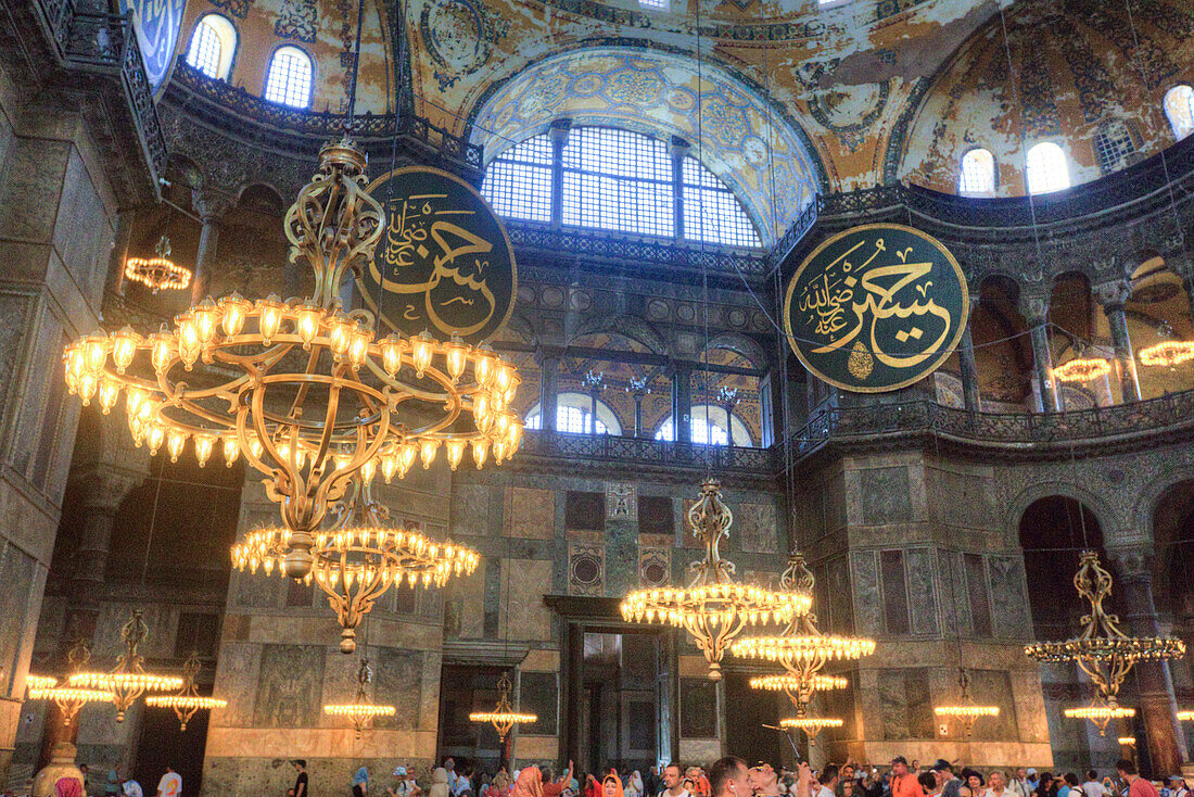 Interior, Hagia Sophia Grand Mosque, 360 AD, UNESCO World Heritage Site, Istanbul, Turkey, Europe
