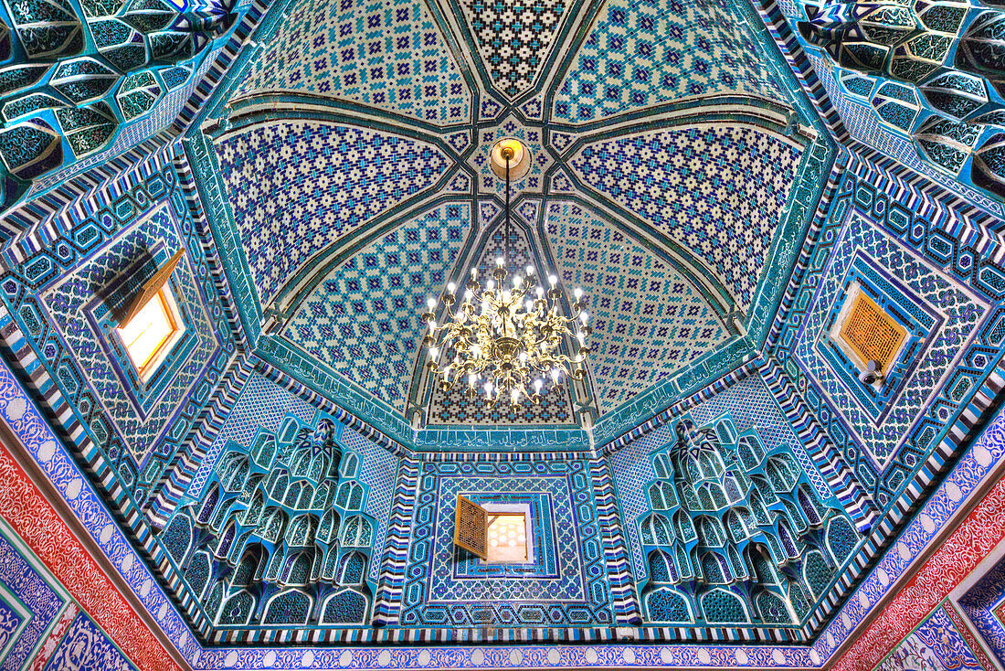 Decke, Kusan Ibn Abbas-Komplex, Schah-I-Zinda, UNESCO-Welterbestätte, Samarkand, Usbekistan, Zentralasien, Asien