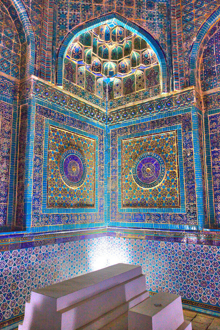 Innere Gräber, Shad-I-Mulk Oko Mausoleum, 1371-1383, Shah-I-Zinda, UNESCO-Welterbestätte, Samarkand, Usbekistan, Zentralasien, Asien