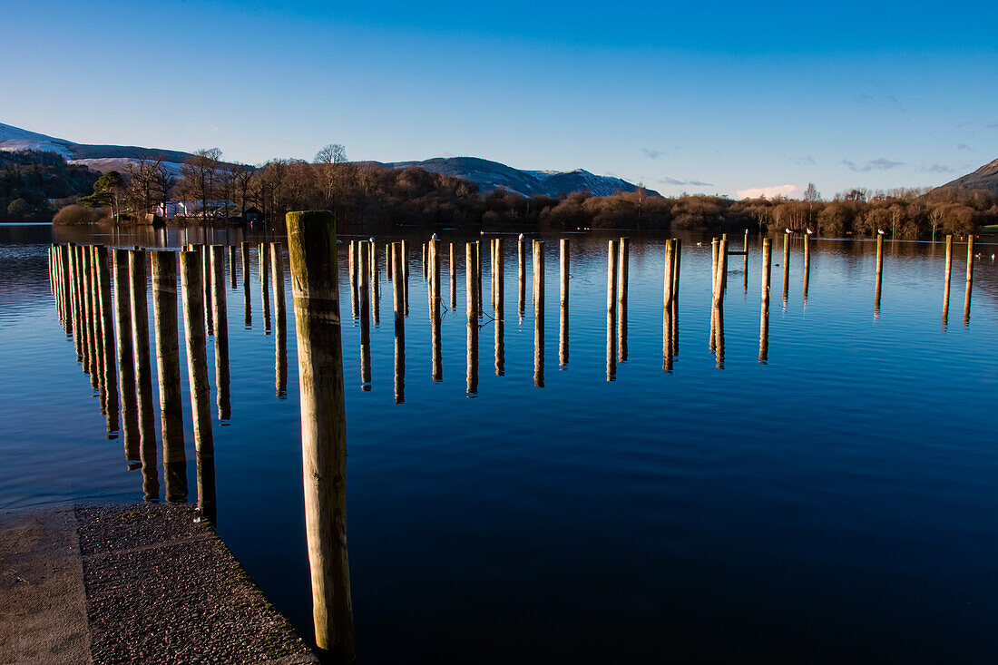 Bootsanleger, Derwentwater, Keswick, Lake District National Park, UNESCO-Welterbe, Cumbria, England, Vereinigtes Königreich, Europa