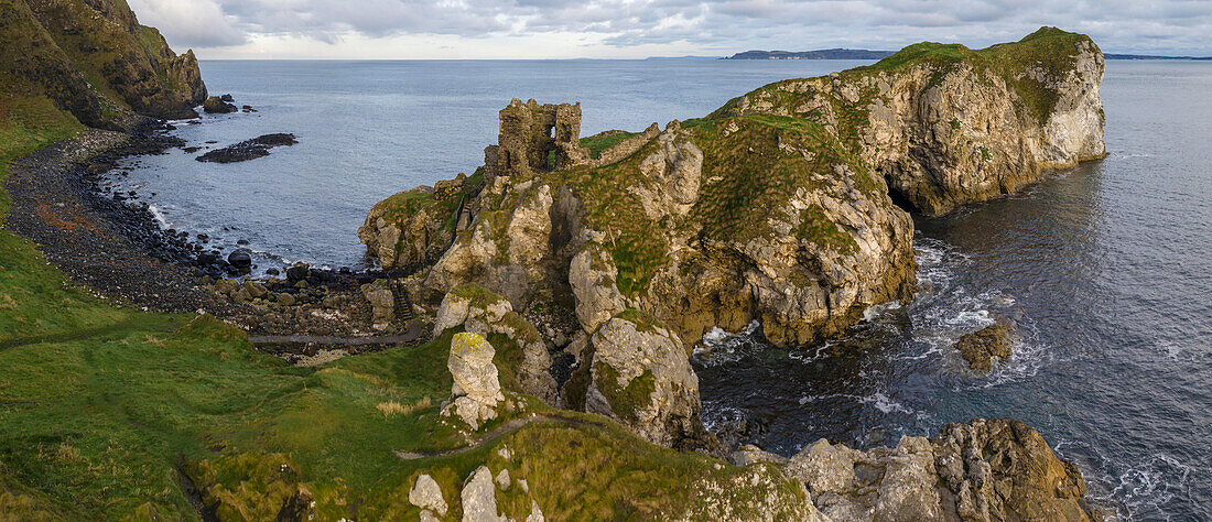 The ruins of Kinbane Castle on the Causeway Coast, County Antrim, Ulster, Northern Ireland, United Kingdom, Europe