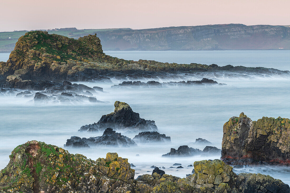 Rocky outcrops near Ballintoy Harbour on the Causeway Coast, County Antrim, Ulster, Northern Ireland, United Kingdom, Europe