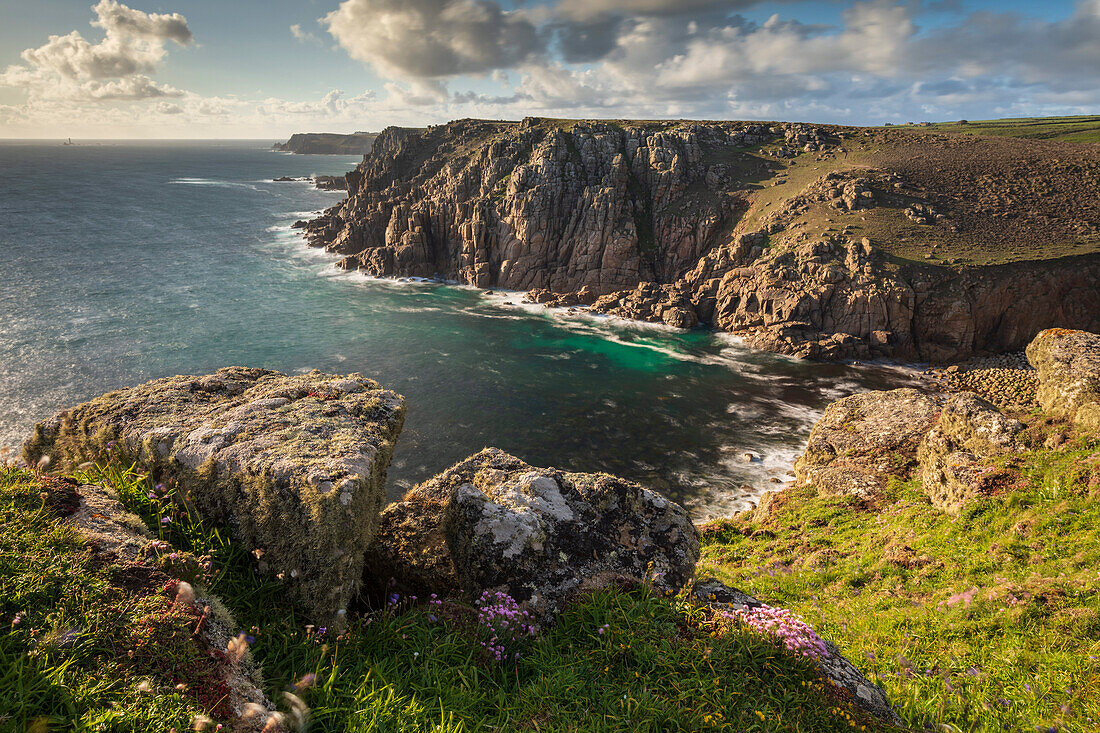 Beautiful coastal scenery at Gwennap Head in spring, Cornwall, England, United Kingdom, Europe