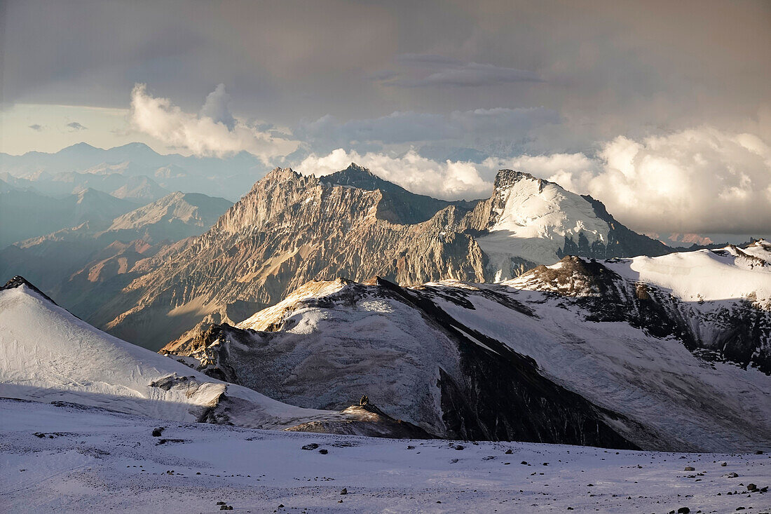 Landscape after a snow storm on Aconcagua, 6961 metres, the highest mountain in the Americas and one of the Seven Summits, Andes, Argentina, South America