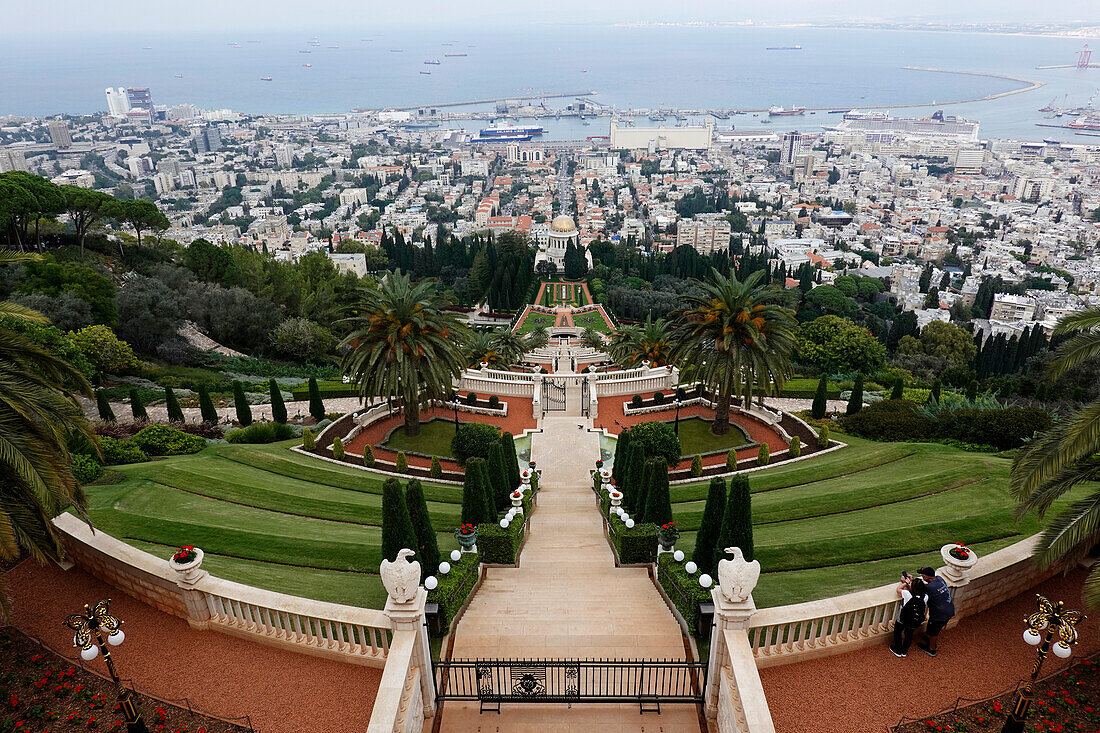 The Bahai Terraces (The Hanging Gardens of Haifa), UNESCO World Heritage Site, Mount Carmel, Haifa, Israel, Middle East