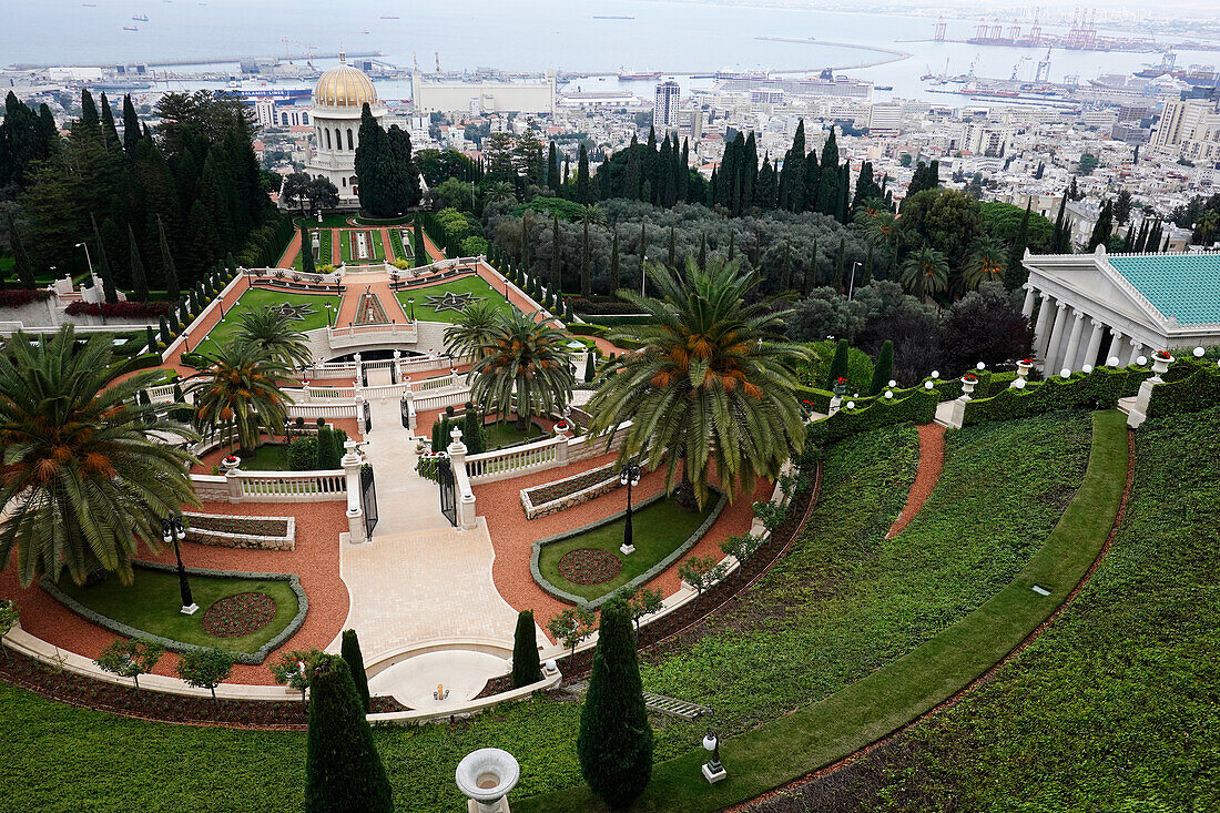 The Bahai Terraces (the Hanging Gardens of Haifa), UNESCO World Heritage Site, Mount Carmel, Haifa, Israel, Middle East