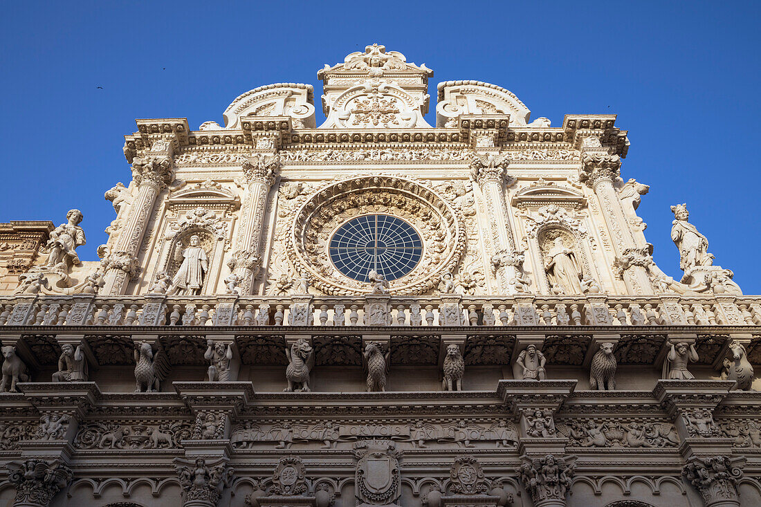 Barocke Fassade der Basilika di Santa Croce, Lecce, Apulien, Italien, Europa