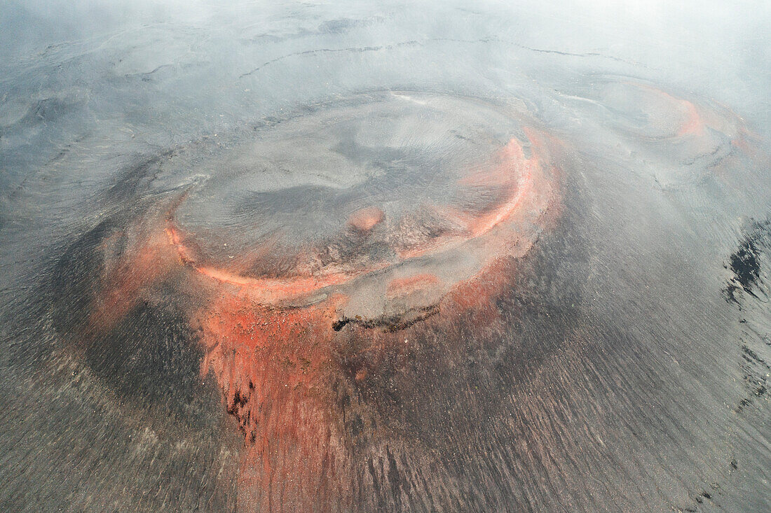 aerial view taken by drone of an inactive volcano in Landlammalaugar area, Sudurland, Iceland, Europe