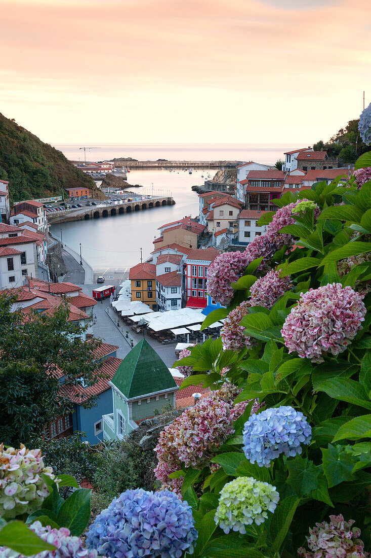 the typical village called Cudillero during a summer sunrise, municipality of Cudillero, Asturie, Spain, Europe