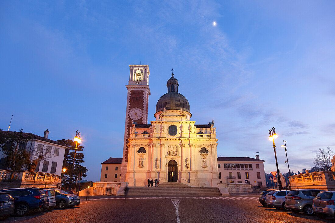 The Church of St. Mary of Mount Berico at dusk, Vicenza, Veneto, Italy.