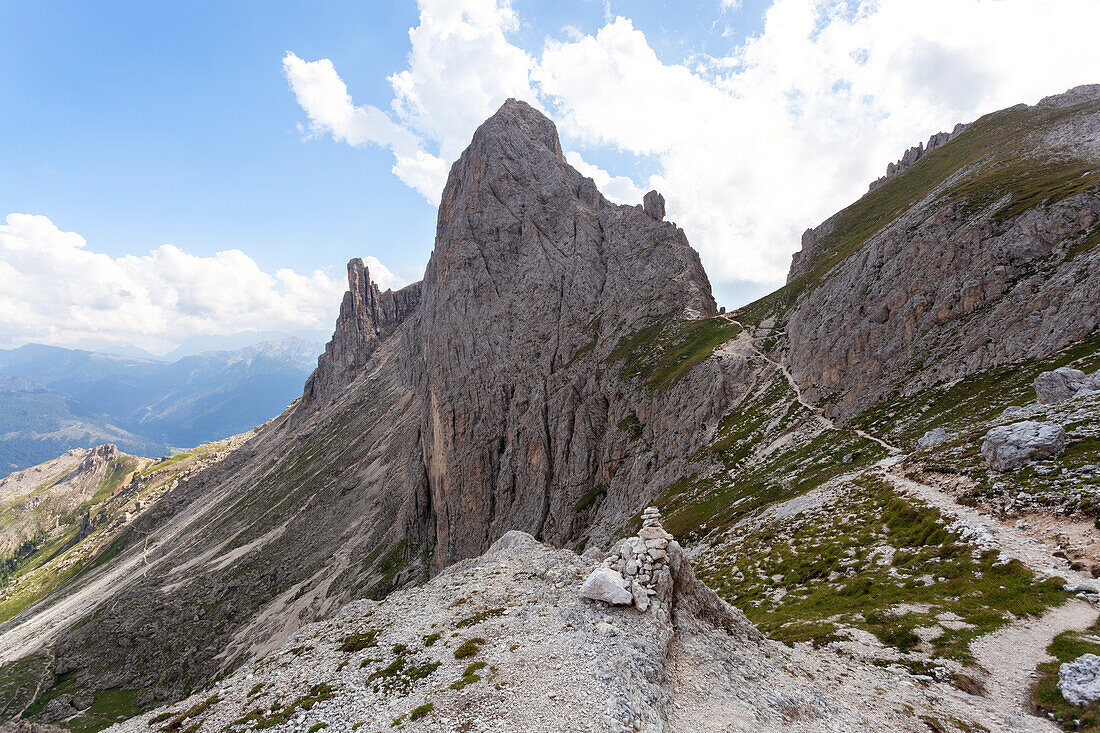 Roda di Vael, ein wichtiger Gipfel der Rosengartengruppe, Dolomiten, Fassatal, Provinz Trient, Trentino-Südtirol, Italien