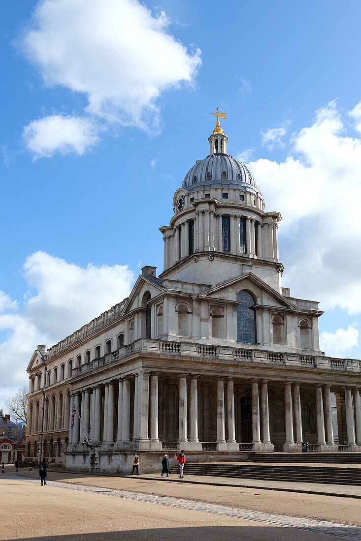 Eines der Gebäude des Old Royal Naval College, Greenwich, London, Großbritannien, UK