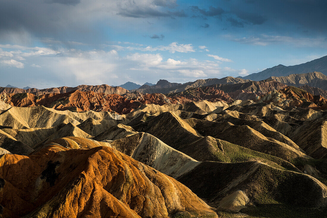 Beautiful light during sunset at the Rainbow Mountains of Zhangye Danxia National Geological Park