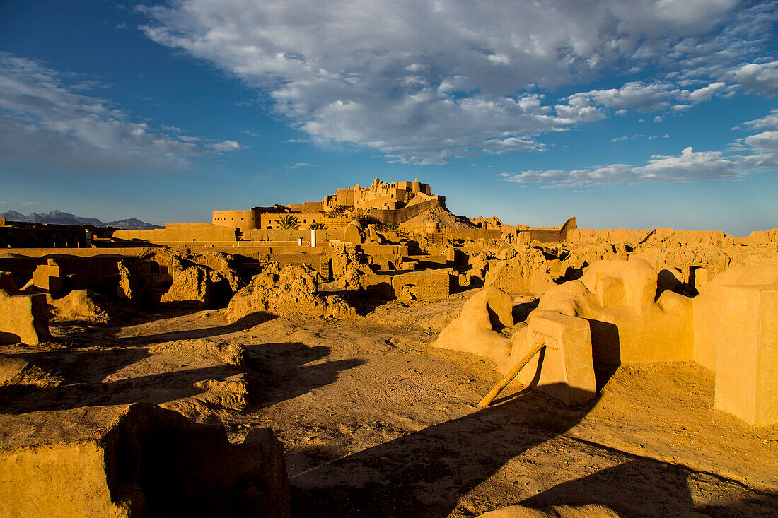 Restored Arg-e Bam citadel, the largest adobe building in the world, located in Bam