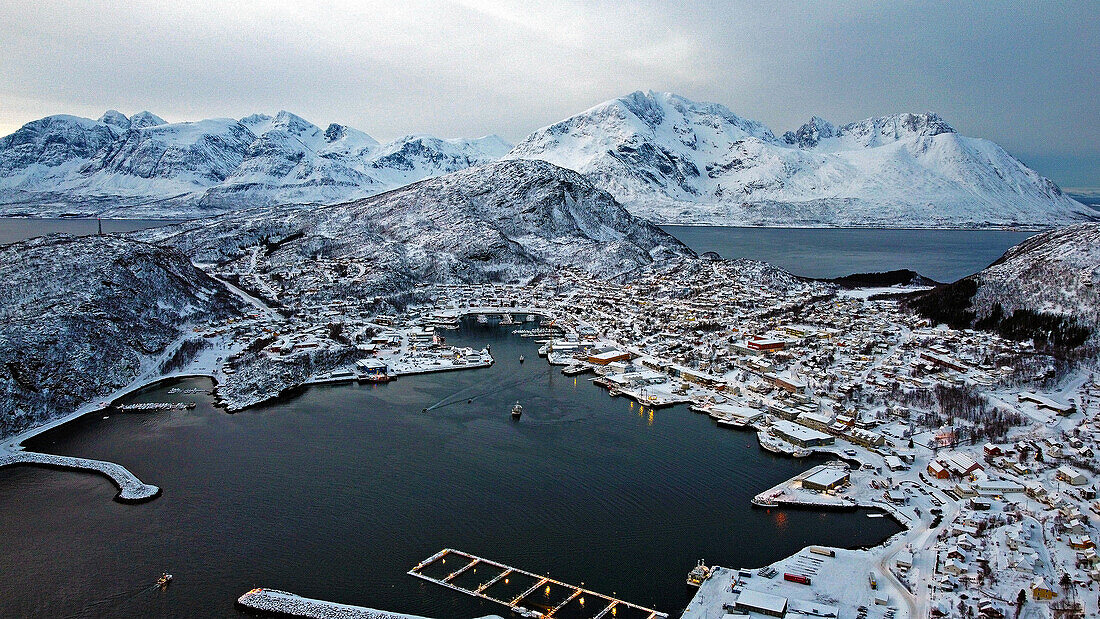 Aerial view of Skjervøy, Norway