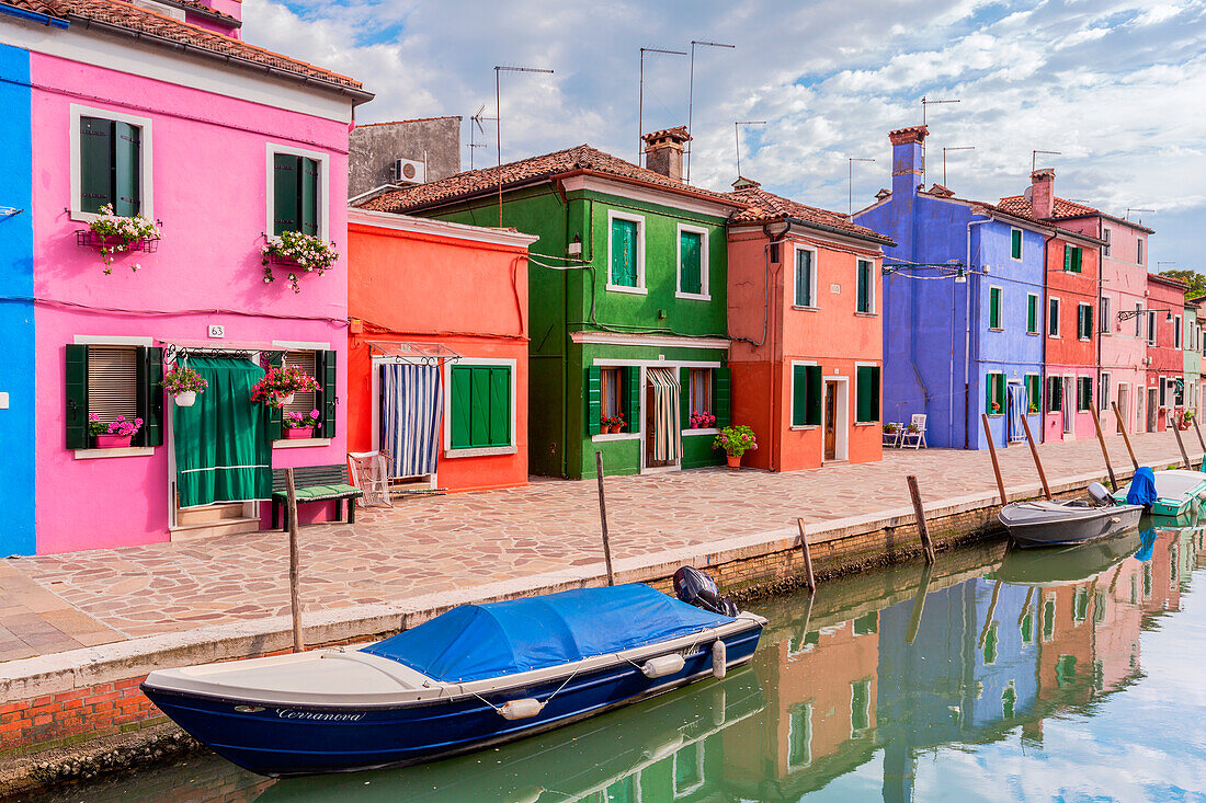The colorful buildings of Fondamenta di Terranova, Burano, Venice, Veneto, Italy, Europe