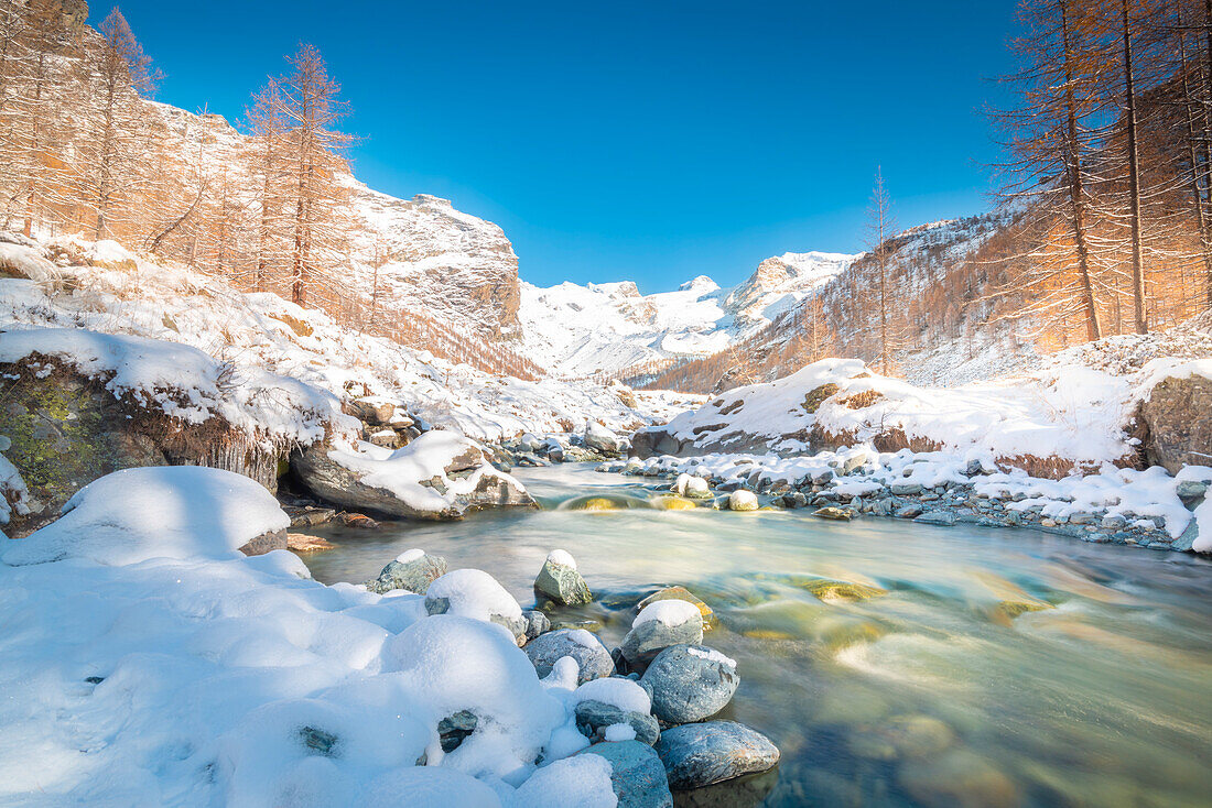 Torrente di Verra, Val d'Ayas, Aostatal, Italienische Alpen, Italien