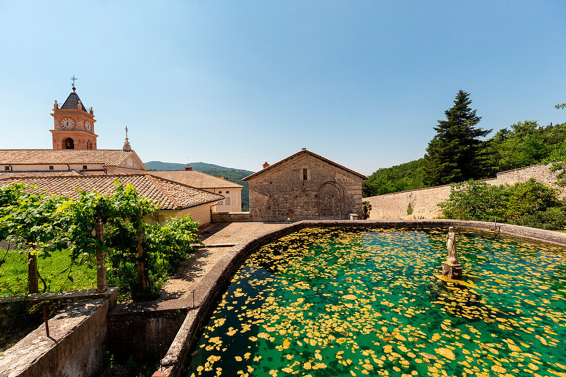 The artificial lake inside the Trisulti Charterhouse Europe, Italy, Lazio, Province of Frosinone, Collepardo, Trisulti Charterhouse