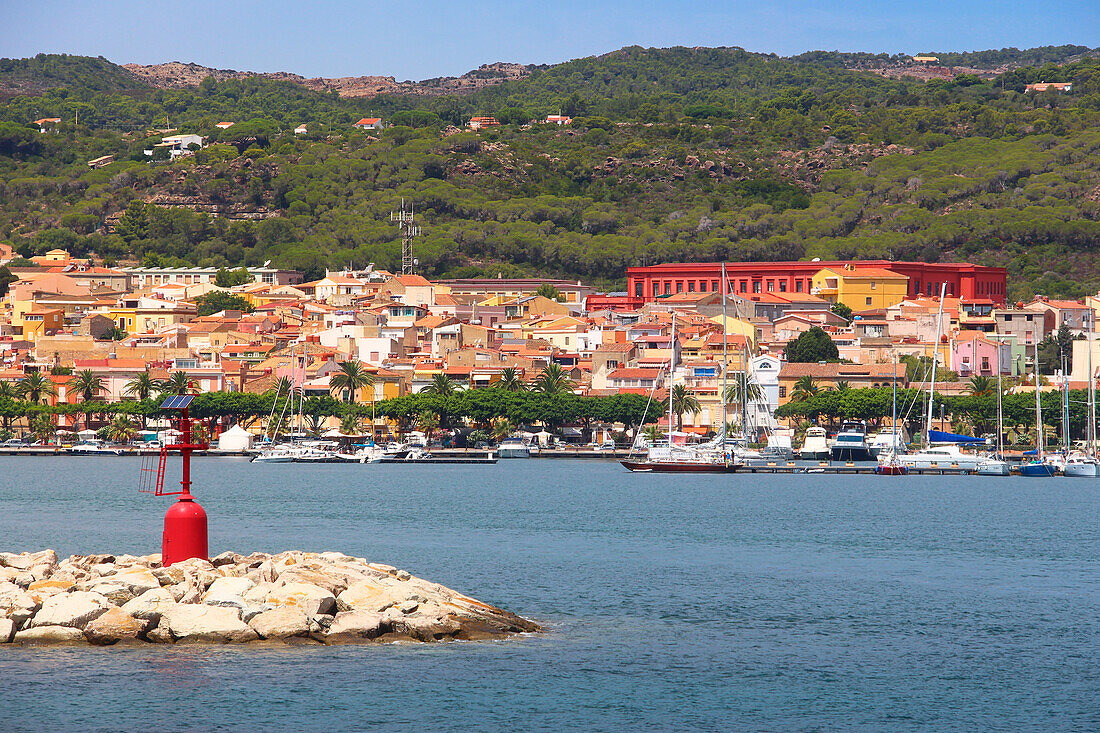 The arrival at the port of Carloforte, San Pietro Island, Carbonia Iglesias province, Sardinia, Italy, Europe.