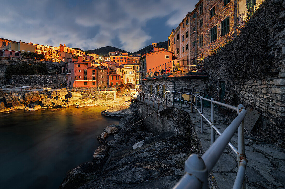 Night on the village of Tellaro, municipality of Lerici, La Spezia province, Liguria district, Italy, Europe