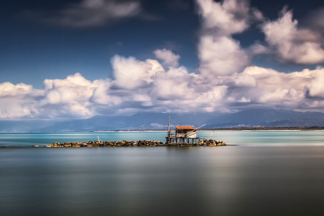 Long exposure in Bocca d'Arno, Marina di Pisa, province of Pisa, Tuscany, Italy, Europe