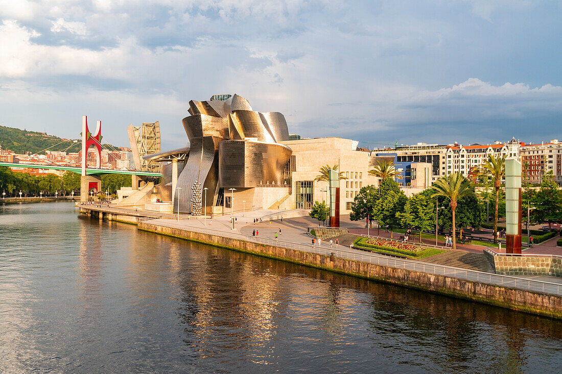 La Salve Bridge and Guggenheim Museum. Bilbao, Basque Country, Spain, Europe.