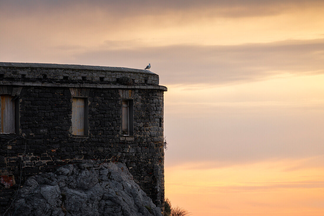 Minimal at sunset in Portovenere, municipality of Portovenere, La Spezia province, Liguria, Italy, Europe