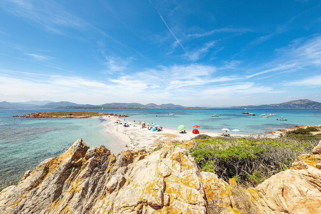 The beach of Spalmatore di Terra on Spalmatore Cape on the Island of Tavolara (Olbia, Sassari province, Sardinia, Italy, Europe)