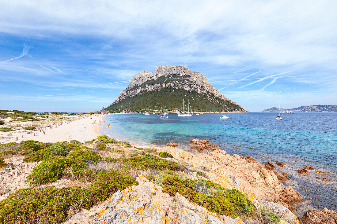 The beach of Spalmatore di Terra on the Island of Tavolara (Olbia, Sassari province, Sardinia, Italy, Europe)