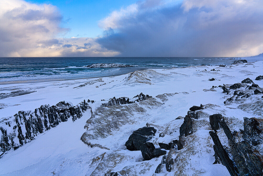 Europe, Norway, Finnmark, Sandfjorden, Storm in the fjords