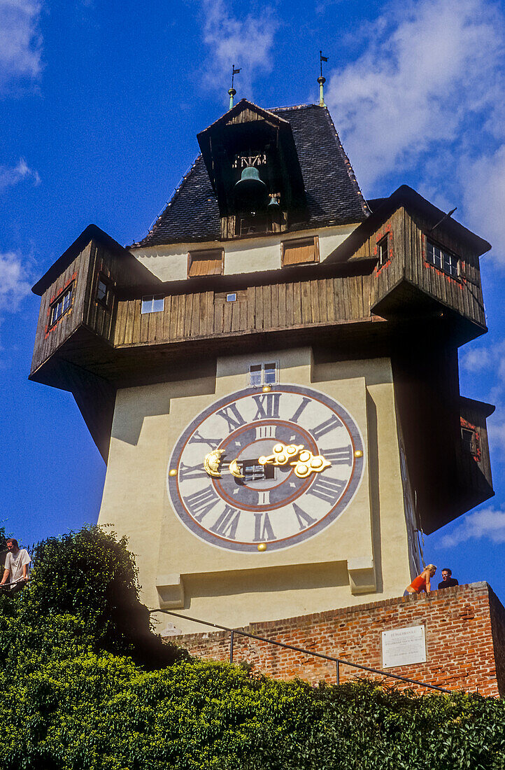 Clock tower on Schlossberg, castle hill, Graz, Austria