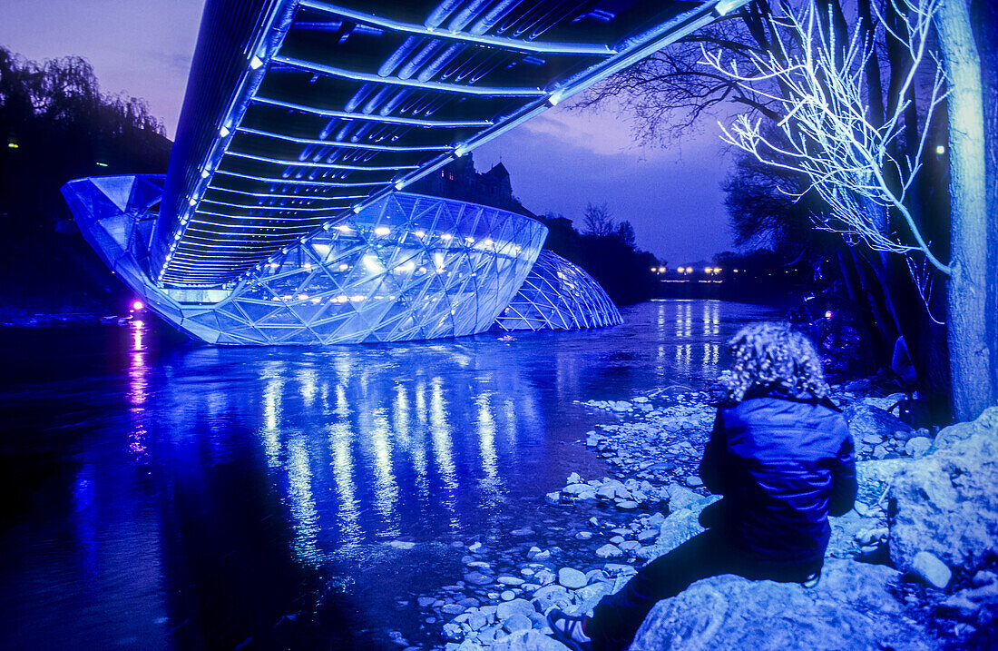 Murinsel, Mur Island on Mur River, Graz, Austria, Europe