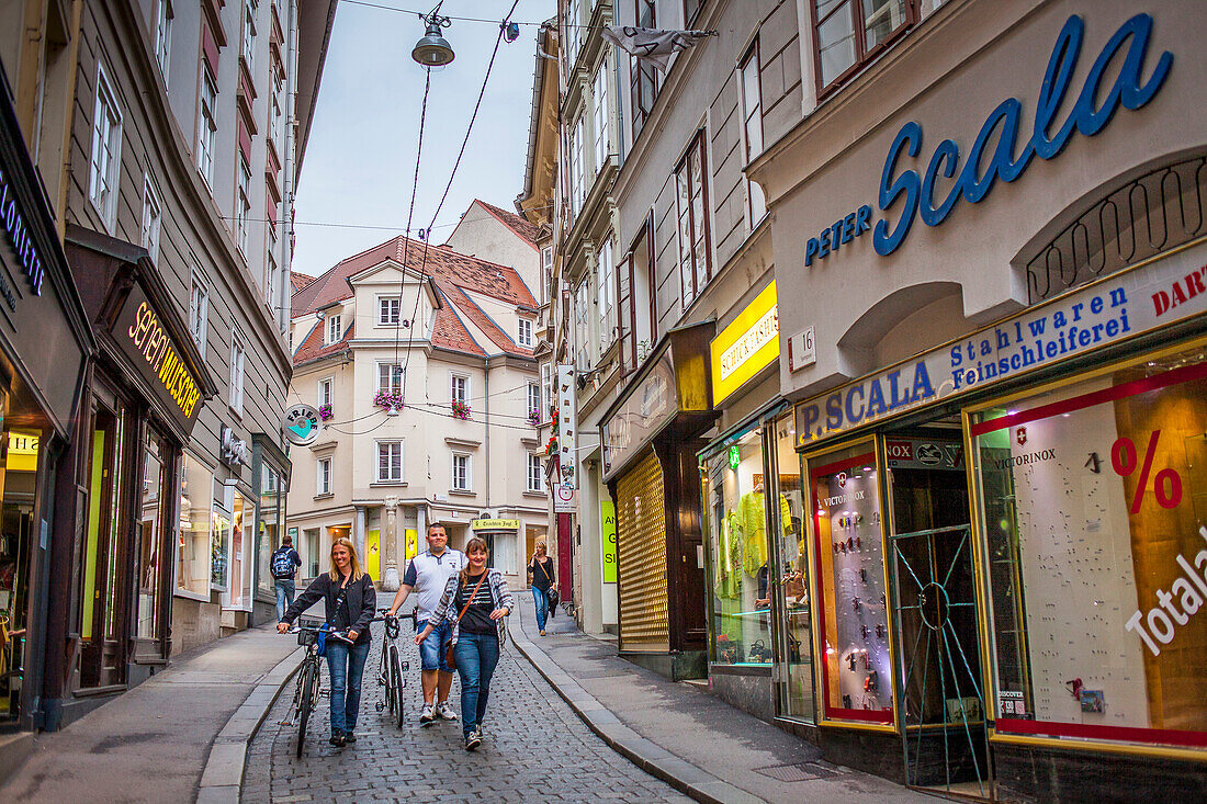 Street scene, in Sporgasse, Graz, Styria, Austria