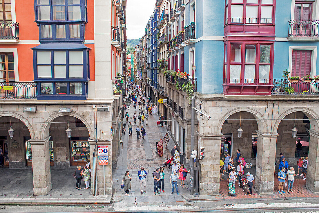 Erribera street at Calle de la Tenderia, Old Town (Casco Viejo), Bilbao, Spain