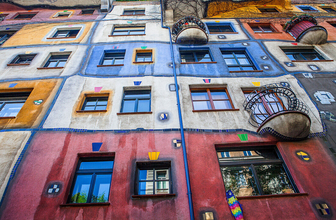 Hundertwasser Haus a residential apartment building designed by Friedensreich Hundertwasser, Vienna, Austria