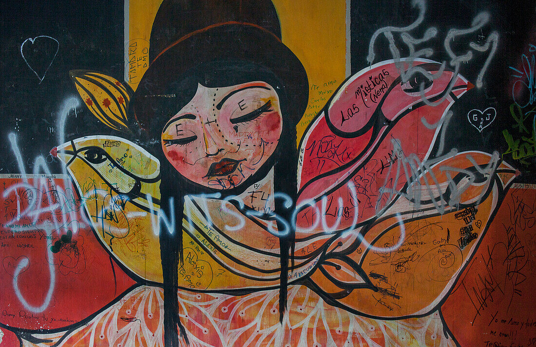 Detail of mural, in Plaza Camacho, La Paz, Bolivia