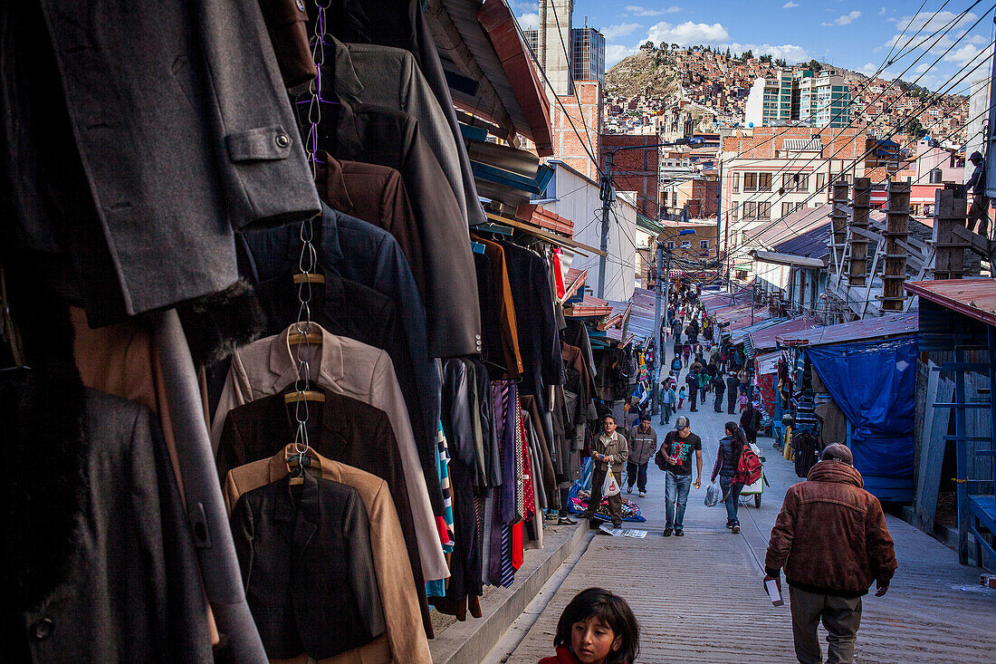 Markt in der Calle Mariano Graneros, La Paz, Bolivien