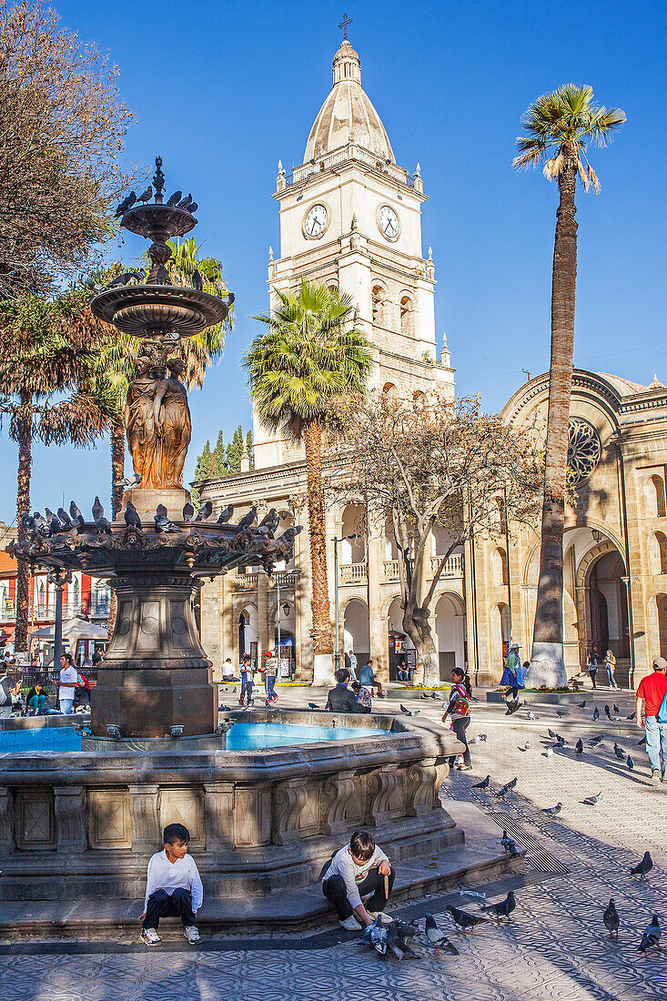 14 september square, and cathedral, Cochabamba, Bolivia