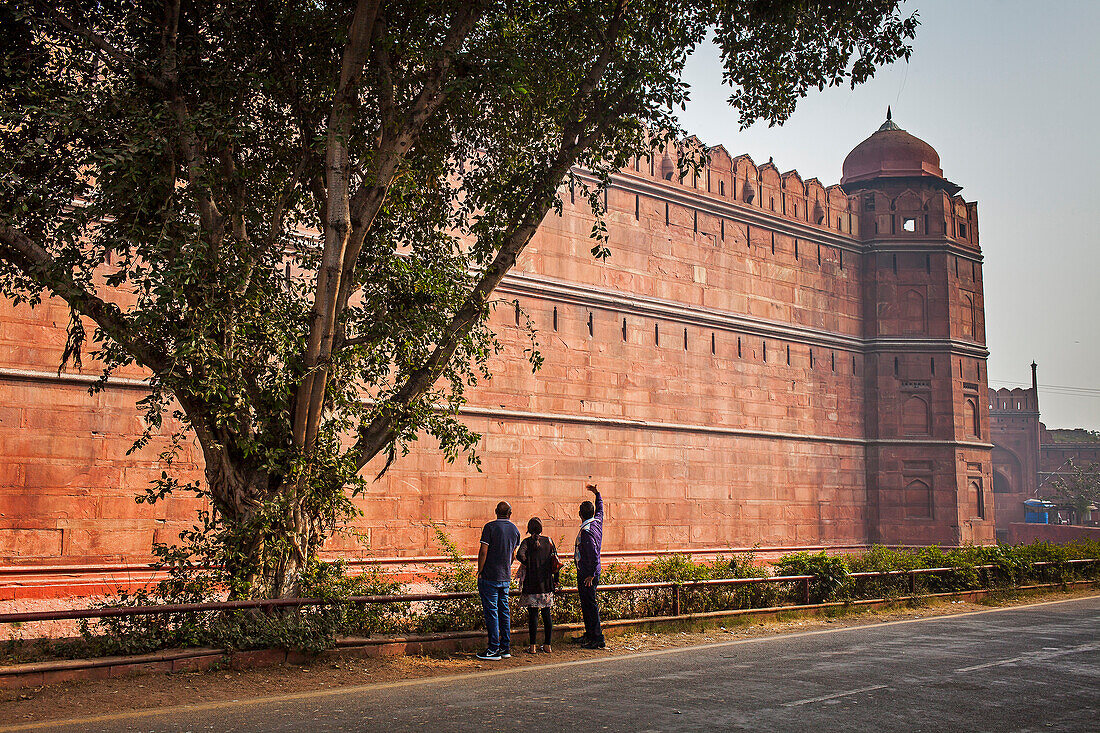 Festungsmauer des Roten Forts, Delhi, Indien