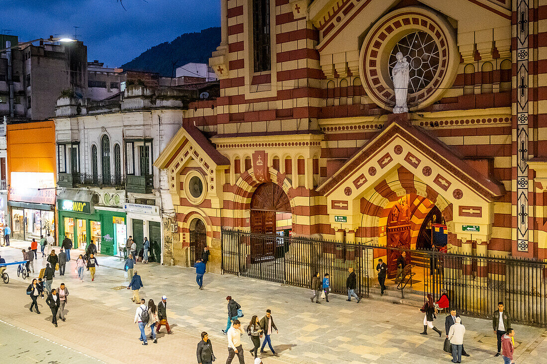 Carrera 7 or Carrera septima and Iglesia de Nuestra Señora de las Nieves or Nuestra senora de las Nieves Church, Bogota, Colombia