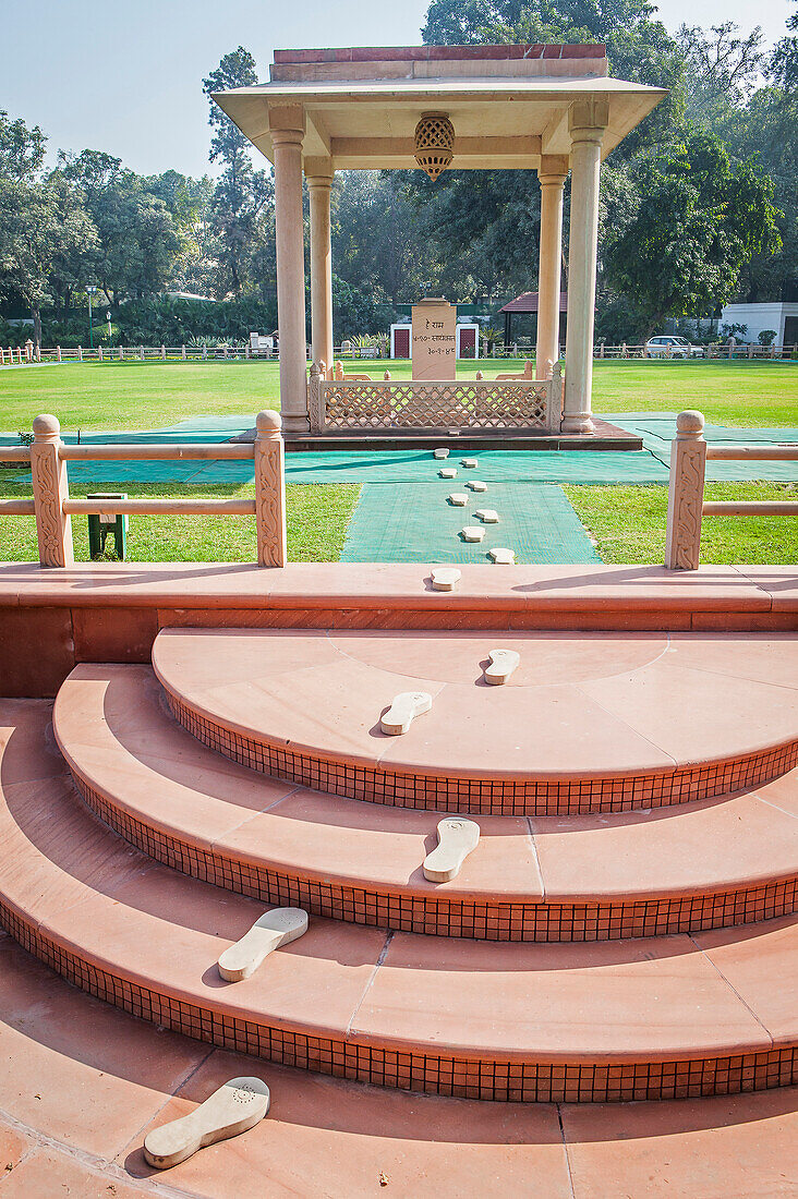 Gandhi Smriti Museum, the home of Mahatma Gandhi for last 144 days of his life, before he was shot on January 30th 1948. The Footsteps Represent His Last Walk Before his Death, Delhi, India.